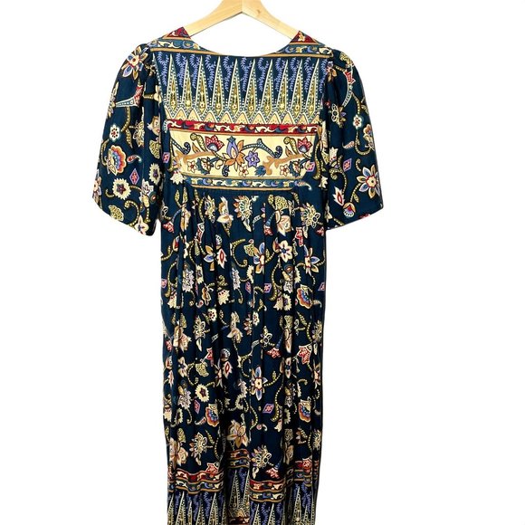 Womens Midi Floral Prairie Dress Vintage Handmade Blue Size Small Modest u - Picture 5 of 5